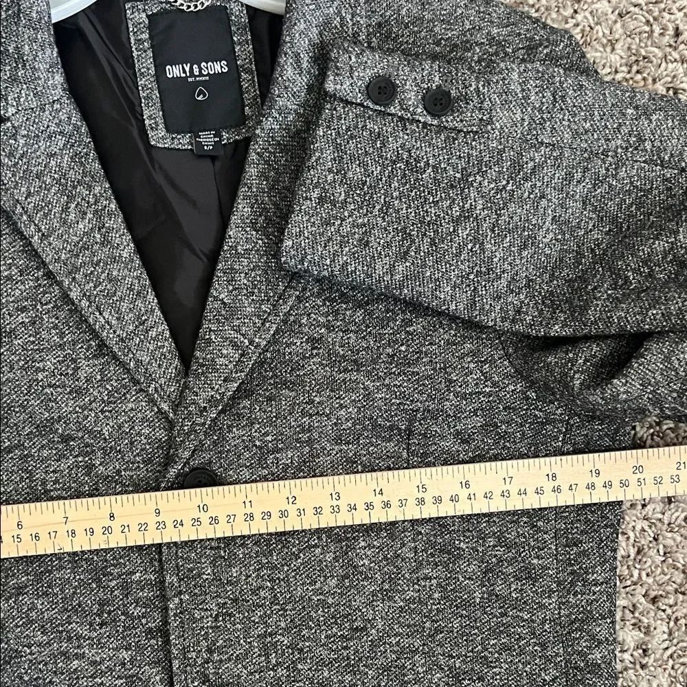 Like New! ONLY & SONS Smart Jersey Overcoat in Dark Gray Melange in Size S - Picture 12 of 15